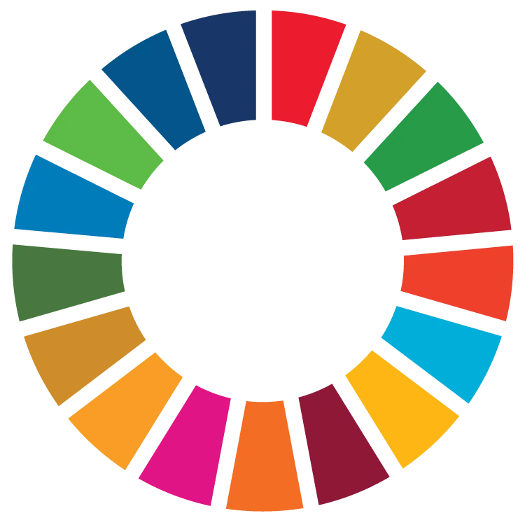 Kreis aus 17 unterschiedlich farbigen Segmenten, der die 17 Nachhaltigkeitsziele der Vereinten Nationen symbolisiert und für globale Zusammenarbeit sowie nachhaltige Entwicklung steht.